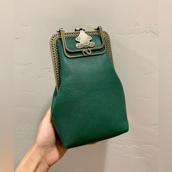 Handsewn Genuine Pebble Leather Push Lock Purse/Clip Pouch/Phone Case/Crossbody - Picture 4 of 14